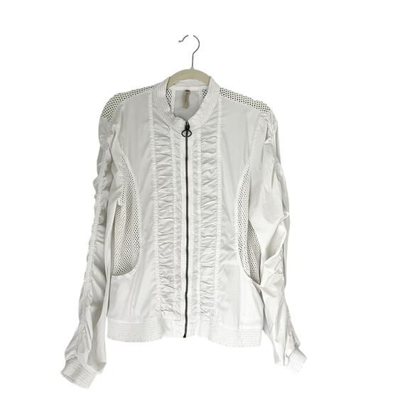 XCVI Wearables Orrick bomber jacket Cotton mesh white sz Large Summer Bohemian - Picture 2 of 10